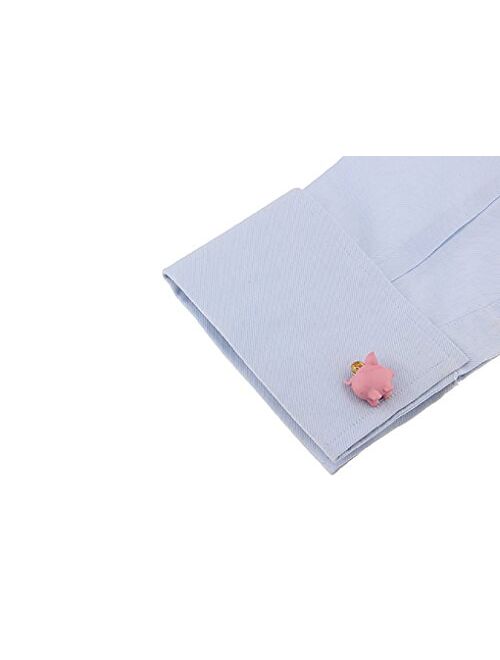 MRCUFF Piggy Bank Savings Coin Pig Pair Cufflinks in a Presentation Gift Box & Polishing Cloth