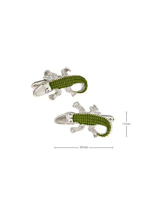 MRCUFF Alligator Gator Pair Cufflinks in a Presentation Gift Box & Polishing Cloth