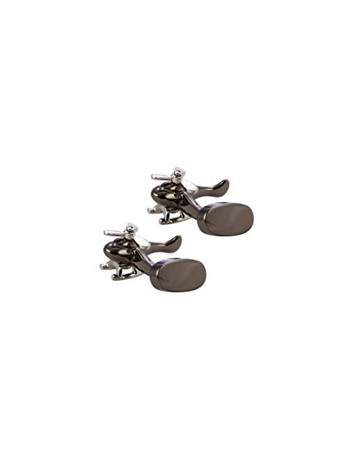 Knighthood Helicopter Cufflinks for Men Gun Metal & Silver Shirt Cuff Links Business, Wedding Gifts with Gift Box