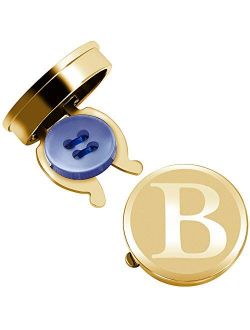 HAWSON Letter Button Cover Cufflinks for Men Initial and Impressing Alphabet A-Z - Best Choice for Weddling Gift