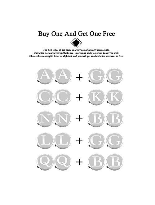 HAWSON Letter Button Cover Cufflinks for Men Initial and Impressing Alphabet A-Z - Best Choice for Weddling Gift
