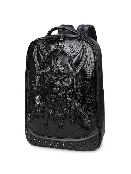 Creative 3D Skull Luminous Pu Backpack Men's Travel Computer Bag Knapsack