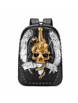 Fashion 3D Embossed Skull Backpack bags for Women unique Cool Schoolbag Rivet Personality Laptop bag for Teenagers mochila