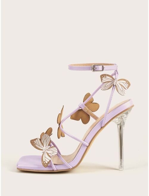 Shein Butterfly Applique Stiletto Heeled Sandals
