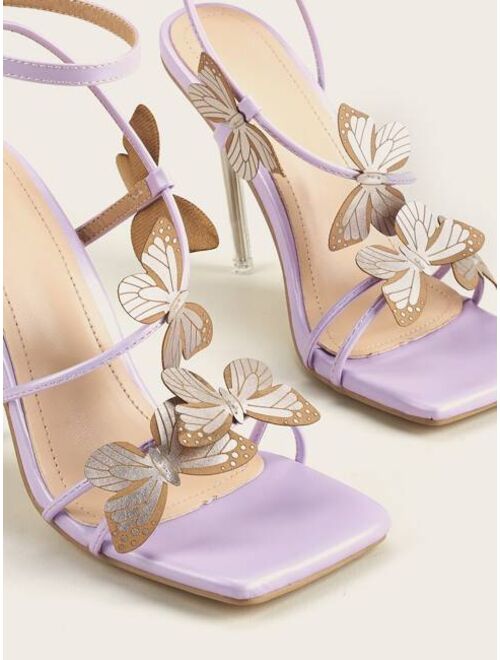 Shein Butterfly Applique Stiletto Heeled Sandals