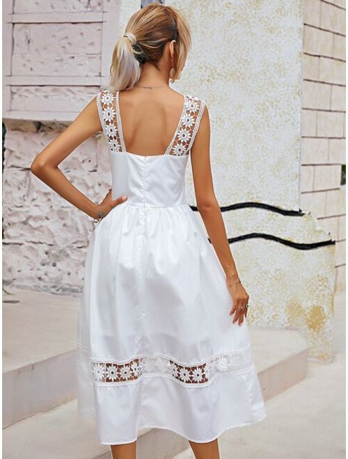 Shein Eyelet Embroidery Zip Back Cami Dress