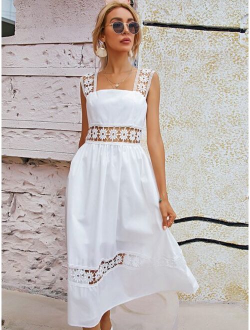 Shein Eyelet Embroidery Zip Back Cami Dress