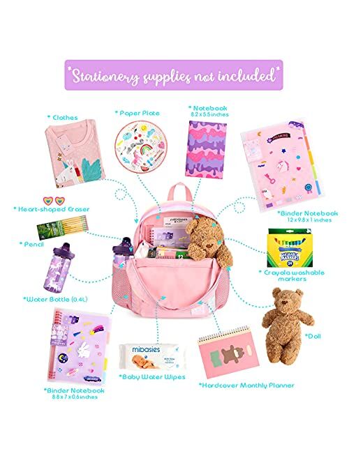 mibasies Toddler Backpack for Girls Kids Kindergarten Unicorn Rainbow Bag