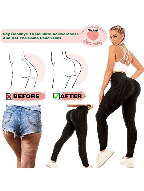 ViCherub Leggings for Women Scrunch Butt Lifting TIK Tok Yoga Pants Peach Lift High Waisted, Workout Tummy Control Tights