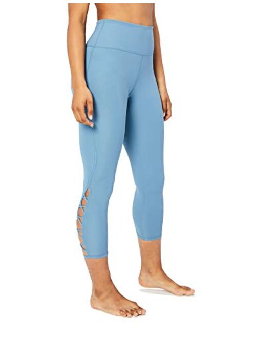 Amazon Brand - Core 10 Women's (XS-3X) High Waist Yoga Lattice 7/8 Crop Legging - 24"
