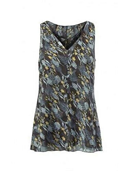cabi Fern Blouse Style 3450 Floral Navy Sheer Layered Sleeveless Top