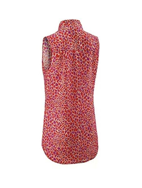 cabi Sleeveless Collared Button Down Purp Blouse 3270 Heartbreaker