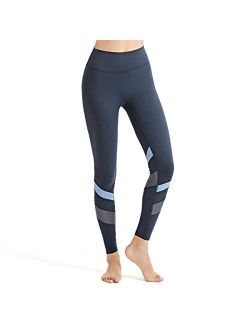High Waist Yoga Leggings for Women Ultra Soft Athletic Pants Patchwork Mesh Tummy Control Workout Leggings