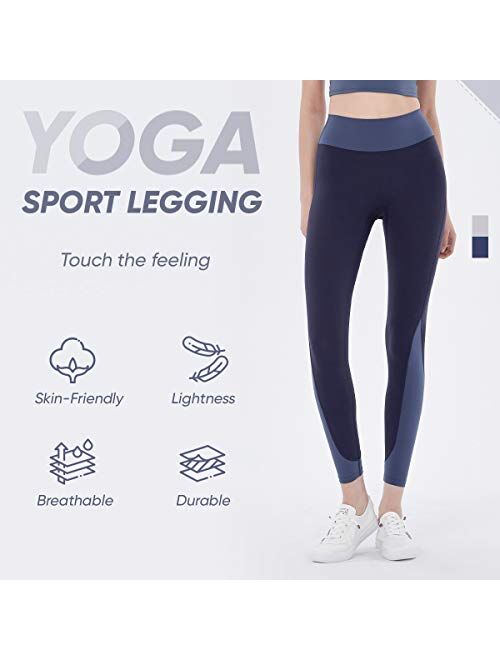 Lisueyne Women's Naked Feeling High Waist Tight Yoga Pants Patchwork Workout Leggings Compression Pants for Yoga Running Gym