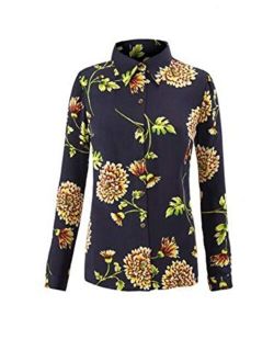 Daisy Blouse Button Down Top Floral Style 3250 Navy Yellow