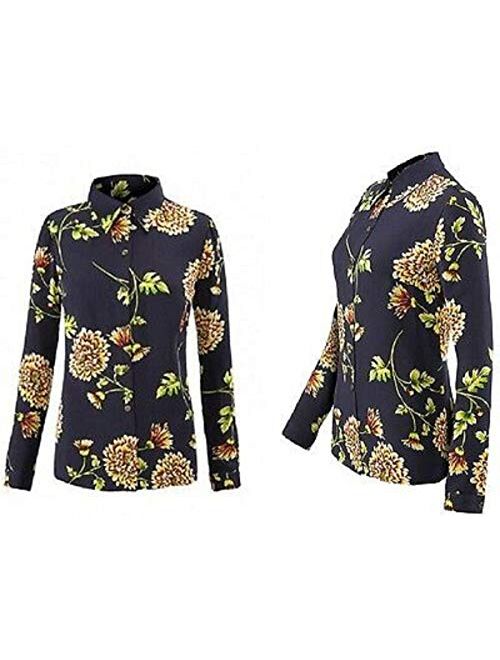 cabi Daisy Blouse Button Down Top Floral Style 3250 Navy Yellow