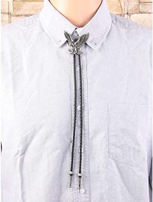GelConnie Native American Bolo Tie Rodeo Cowboy Leather Necktie Western Necklace Costume Accessories for Men, Women