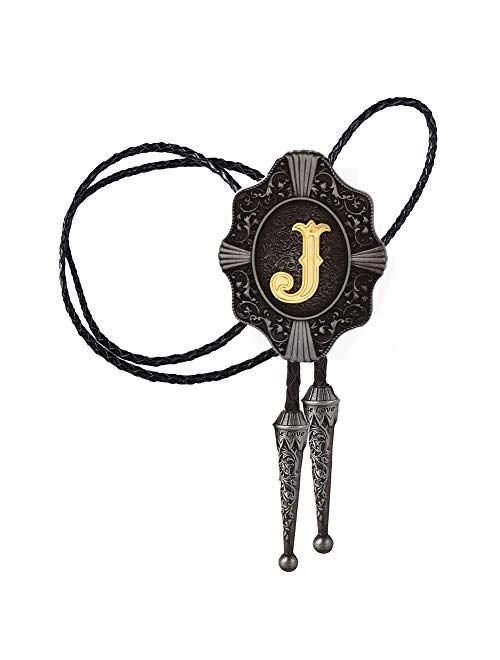 Bolo Tie for Men- Vintage Initial Letter ABCDMJR to Z Western Cowboy Costume Wedding Bolo Ties