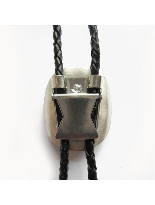 New Vintage Silver Plated Western Cowboy Boots Cap Wedding Bolo Tie Leather Necklace also Stock in US