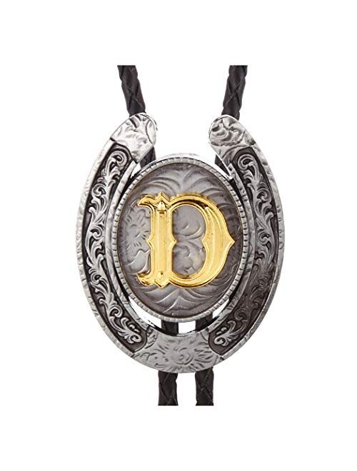 Vintage Bolo Tie for Men- Initial Letter ABCDMJR to Z Western Cowboy Bolo Tie for Women