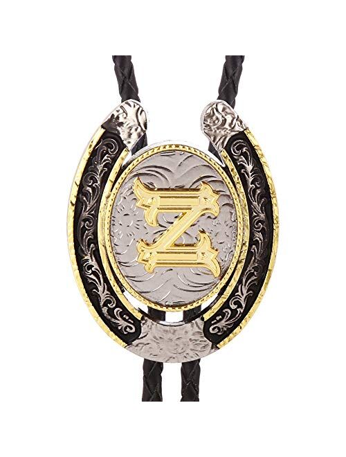 Bolo Tie for Men- Golden Initial Letter ABCDMJR to Z Western Cowboy Bolo Tie for Women