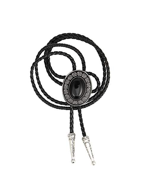 Bolo tie, Handmade Round Shape Western Cowboy Bola tie black