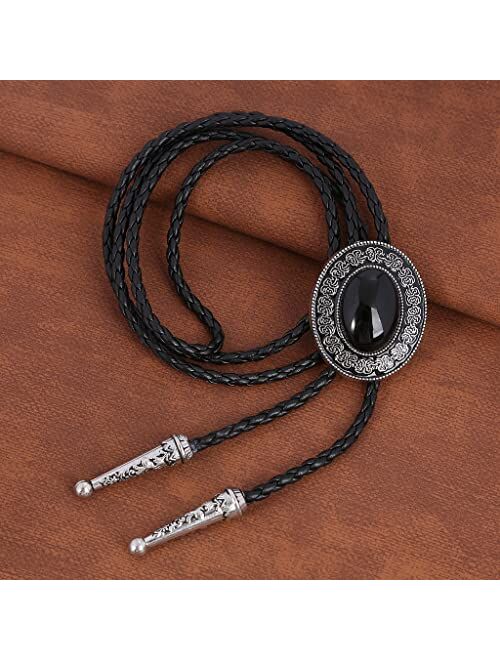 Bolo tie, Handmade Round Shape Western Cowboy Bola tie black