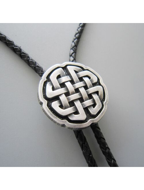 New Vintage Style Original Antique Real Silver Plated Cross Knot Bolo Tie