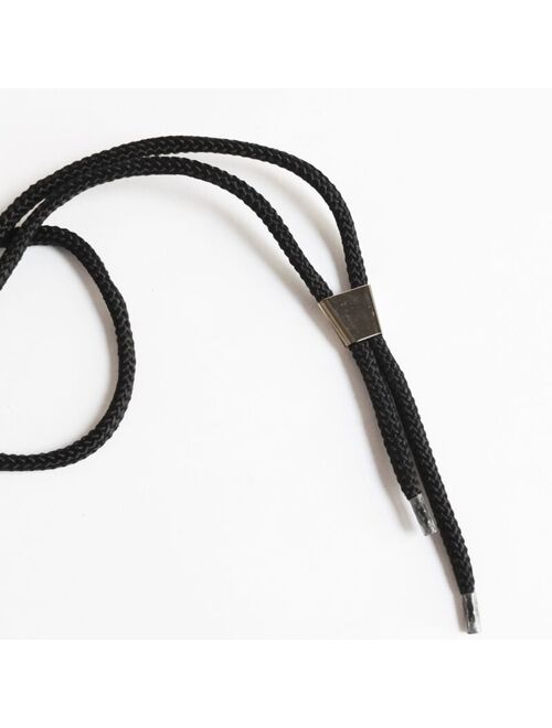 Blank Bolo Tie Parts Kit Standard Slide Textured Tips Black Cord Silver Set /4