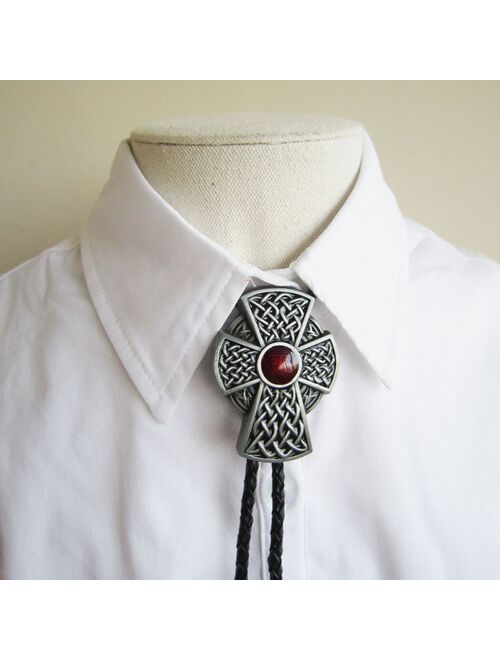 Vintage Southwest Red Knot Bolo Tie Wedding Leather Neck Tie
