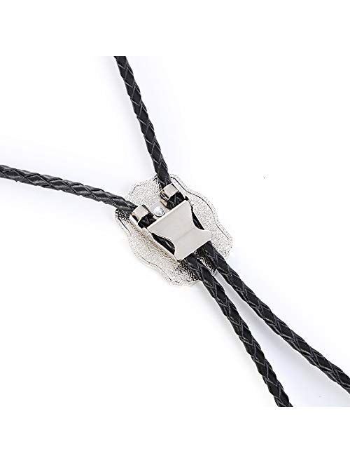 Black red cross rectangle Western bolo tie for man hand made cowboy indian bola tie