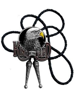 Moranse Bolo Tie with USA America Pride Flying Eagle Army Symbol Style For Genuine And Cowhide Rope