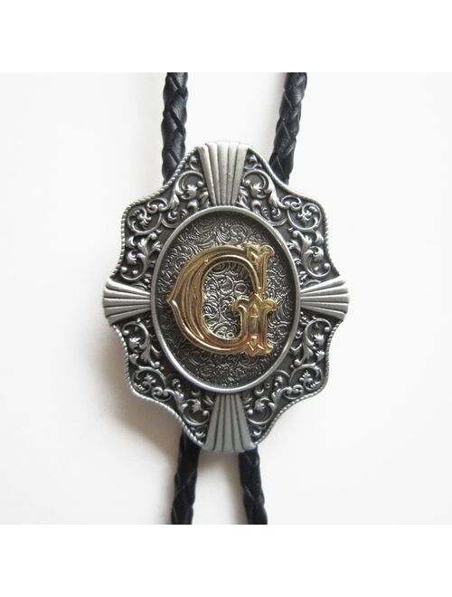 Initial Letter "B" Western Cowboy Rodeo Bolo Tie 