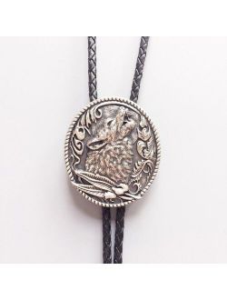 Retail New Vintage Silver Plating Western Wolf Wedding Oval Bolo Tie Leather Necklace In Stock Free Shipping