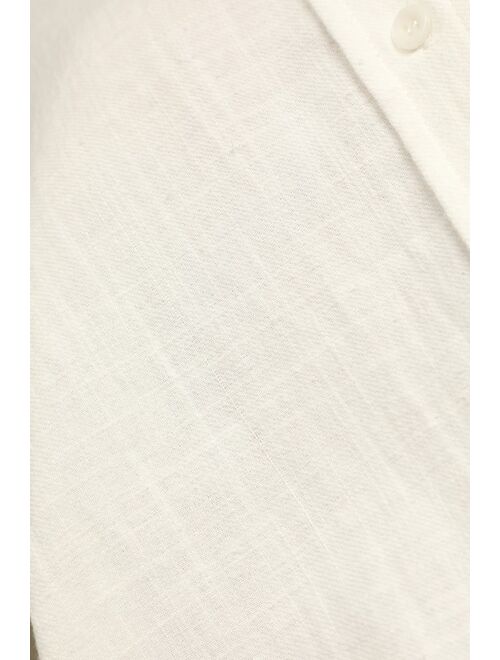 Lulus New Locations White Oversized Long Sleeve Button-Up Top