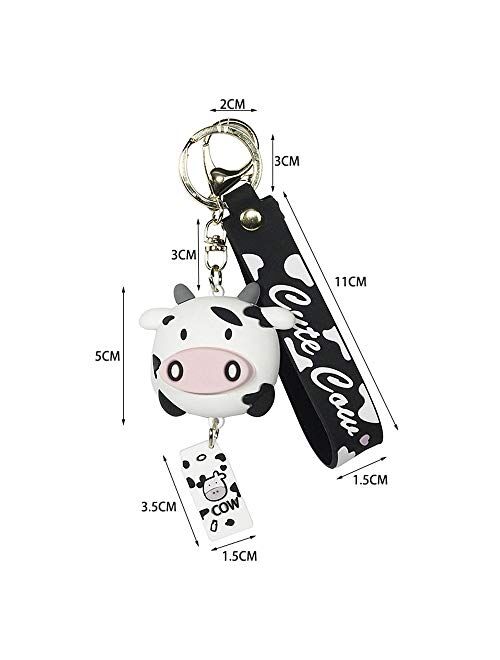 XIAOSI Cute Cartoon Car Key Charm Door Key Silicone Cow Keychains Animal Keyrings Bag Decoration(White)