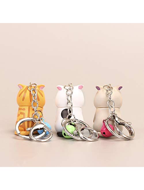 MHBY Keychain,Cute Shy Cat Keychains Chubby Kitten Keyring Trinket Bag Ornament Keys Organizer Fashion Animal Jewelry Women AccessoriesKey Chains