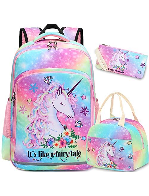 BTOOP School Backpacks Girls Bookbag Cute Lightweight Backpack Kids Lunch bag and Pencil case