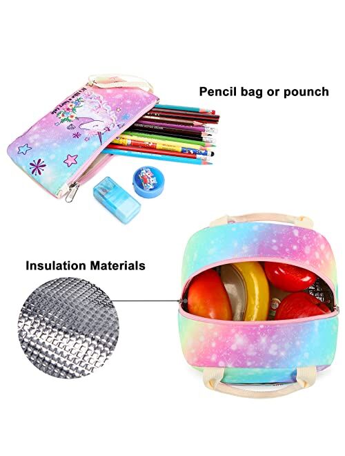 BTOOP School Backpacks Girls Bookbag Cute Lightweight Backpack Kids Lunch bag and Pencil case