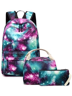 BLUBOON School Backpack Teens Girls Boys Kids School Bags Bookbag with Lunch bag pencil pouch (Tie Dye Green Pink)