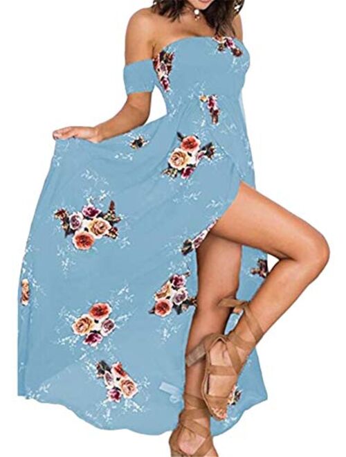 ZICUE Women Vintage Strapless Tube Short Dress Floral Print Bohemian Dress Comfy Beach Dress