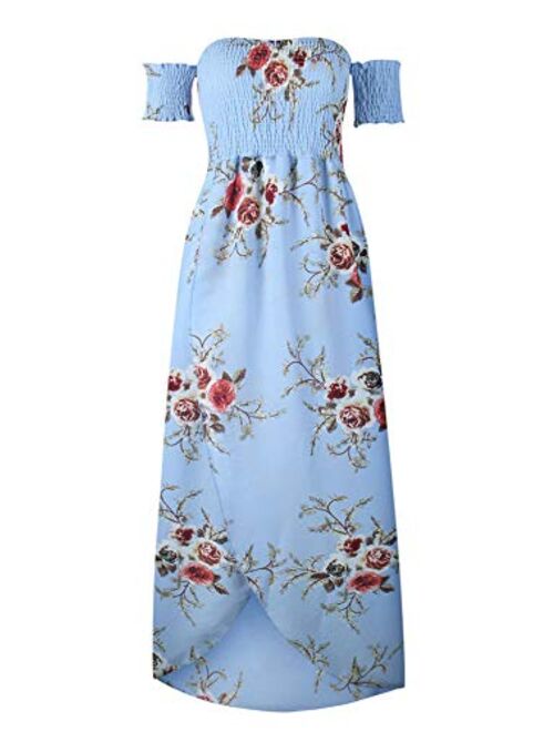ZICUE Women Vintage Strapless Tube Short Dress Floral Print Bohemian Dress Comfy Beach Dress