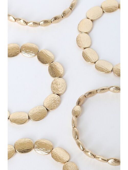 Lulus Miracles Gold Beaded Bracelet Set