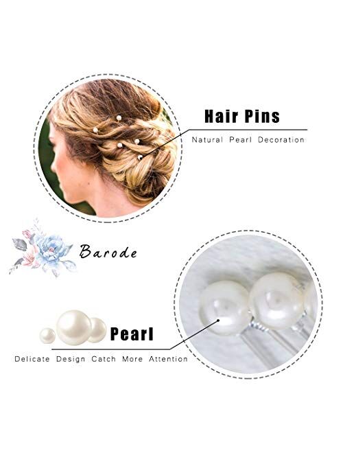 Barode Wedding Hair Pins Bridal Pearl Hairchain Fashion Hair Accessories for Women and Girls (Pack of 10) (Silver)