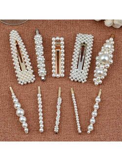 Warmfits Pearl Hair Clips Pearl Hair Accessories Gift for Women Girls - 10pcs Elegant Large Big Hair Styling Pearl Hair Pins Bridal Hair Barrettes for Wedding, Party and 