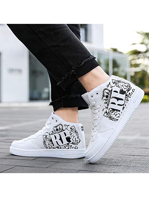 Men's High Top Sneakers Graffiti Stylish Causal Outdoor Street Walking Lace up Shoes