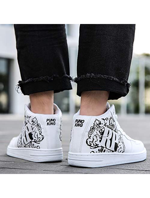 Men's High Top Sneakers Graffiti Stylish Causal Outdoor Street Walking Lace up Shoes