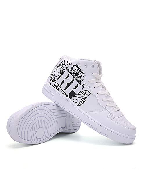 Men's High Top Sneakers Graffiti Stylish Causal Outdoor Street Walking Lace up Shoes