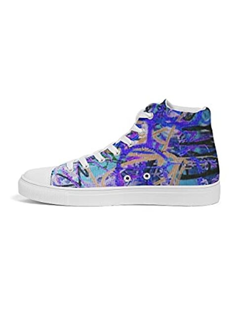 Men's Personalized Custom Anime Canvas Shoes Graffiti Non-Slip Skateboard Shoes High-Top Lace-Up Fashion Sneakers