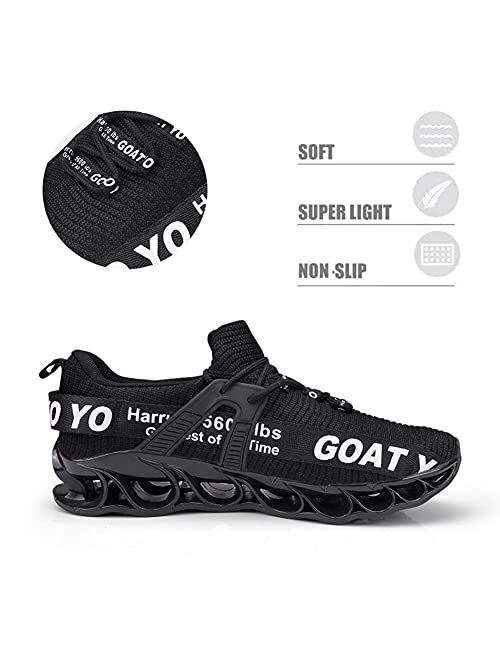 Harrun Mens Walking Shoes Athletic Running Blade Tennis Shoes Mesh Breathable Fashion Sneakers